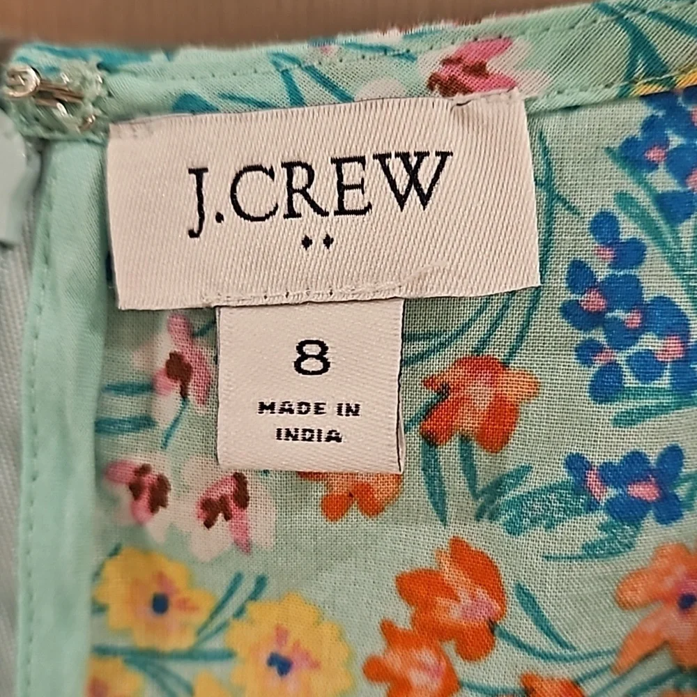 💕J. CREW💕 Printed V-Neck Smocked Midi Dress ~ Fresh Spearmint Floral Print 8